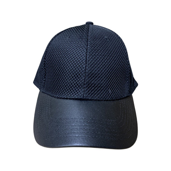 BLACK MESH LEATHER BILL SNAPBACK